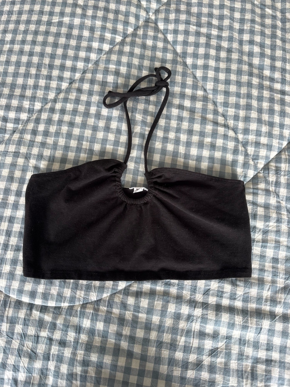 Garage Black Halter Crop Top with Keyhole